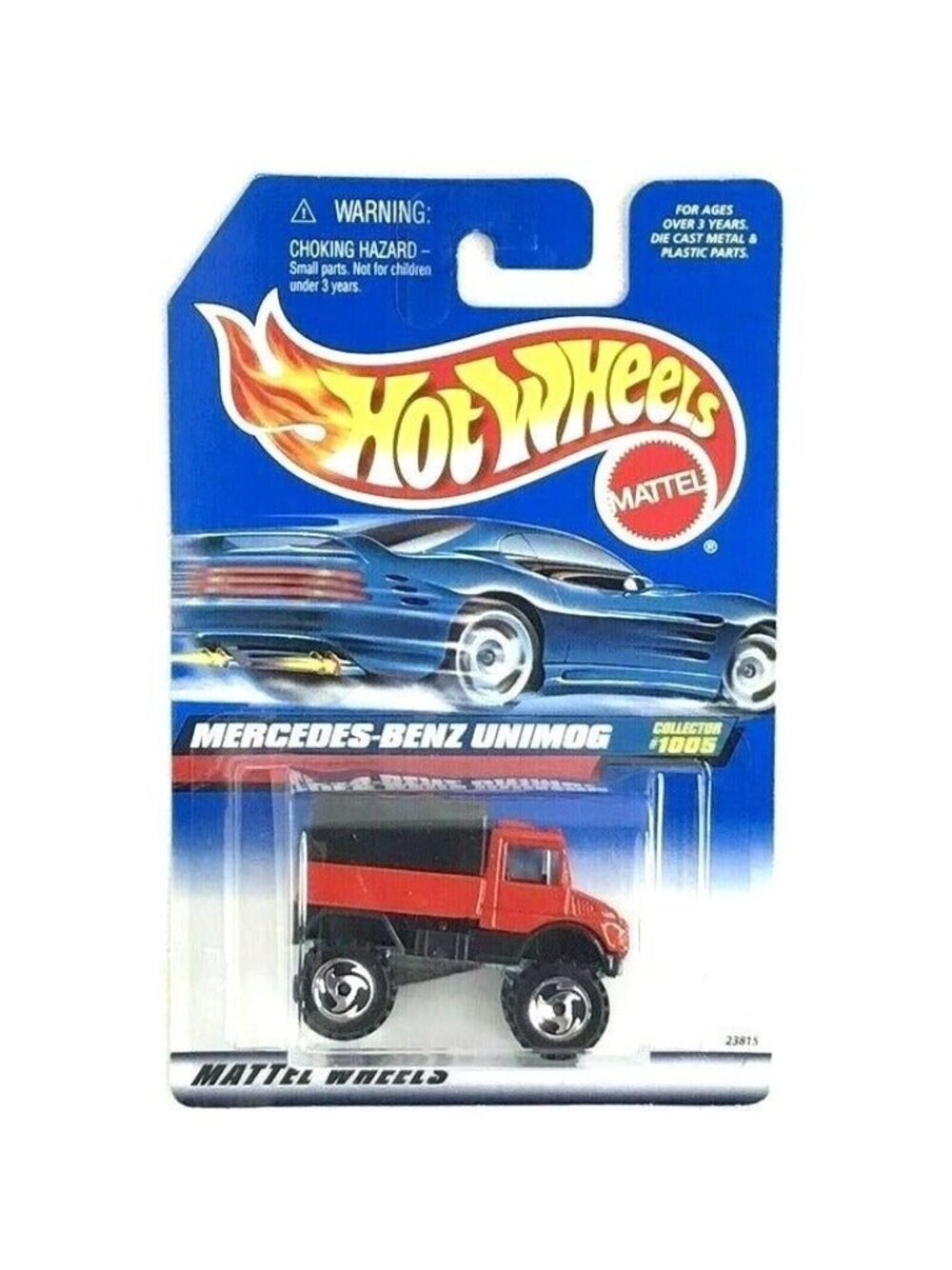 Vintage Die Cast Hot Wheels 1998 MERCEDES-BENZ UNIMOG 1005 Red/Black w/Chrome SB - Picture 8 of 10